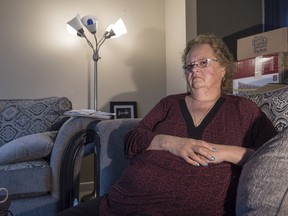 Substitute teacher Charlene Klyne, a La Loche school shooting survivor, sits at her home in Saskatoon, Monday, December 5, 2016. Klyne lost all sight in her left eye and can only see shadows with the other.