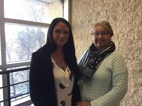 Jenna Tickell, University of Regina Project of Heart facilitator stands with program participant, Selma Marion, on Saturday, Jan. 14 at the University of Regina. PHOTO/ASHLEY ROBINSON