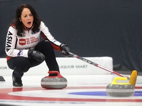 Regina's Michelle Englot, shown in a match on Thursday, won the Manitoba women's curling championship Sunday in Winnipeg.