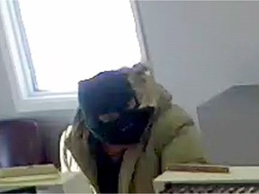 Weyburn RCMP released this photo of a suspect in a bank robbery in Pangman, Sask.