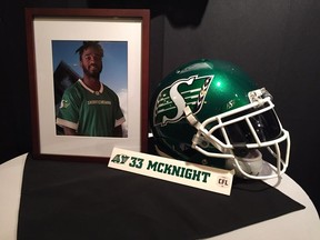The Riders held a memorial service for Joe McKnight at Mosaic Stadium in Regina on Dec. 12.