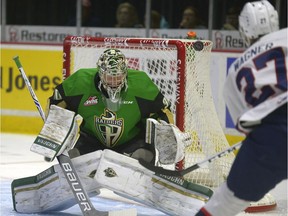 The Regina Pats kept Prince Albert Raiders goalie Nicholas Sanders very busy on Sunday, testing him 72 times.