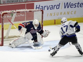 Regina Pats goalie Jordan Hollett, shown in this file photo, made a triumphant return to the lineup on Saturday against the Swift Current Broncos.