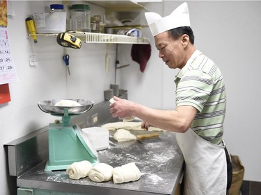 Chef and family friend Hong Zhen at China Pastry in Regina.