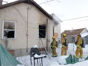 Crews respond to a fire on the 800 block of Garnet Street on Saturday.