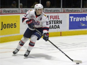 Regina Pats centre Sam Steel had a four-point night in his team's 4-0 win over the host Calgary Hitmen on Wednesday.