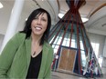 REGINA, SK: NOVEMBER 1, 2012 -- Professor Carrie Bourassa in front of the glass tee-pee at the First Nations University of Canada in Regina.