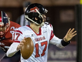 Regina's Josh Donnelly, throws a pass against the United States in the under-19 North American Championship football game Saturday in Orlando, Fla.