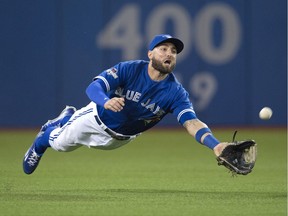 Kevin Pillar makes one of the several spectacular catches that have endeared him to Toronto Blue Jays fans.