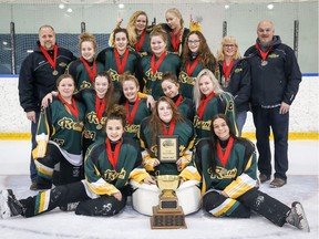 The Regina Rebels are shown Sunday after winning the under-16 B Division title at the Esso Golden Ring Ringette Tournament in Calgary.