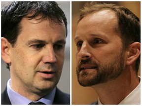 Brent Penner (left) and his opponent in the Saskatoon-Meewassin byelection, Ryan Meili