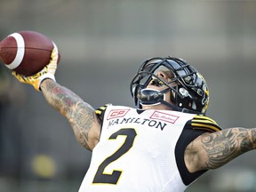 The Saskatchewan Roughriders hope that newly signed Chad Owens, shown last season with the Hamilton Tiger-Cats, will do plenty of celebrating in green and white.