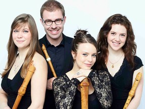 Flute-Alors, comprised of Alexa Raine-Wright (left), Vincent Lauzer, Marie-Laurence Primeau and Caroline Tremblay, will perform at Westminster United Church on Feb. 5 as part of the Regina Musical Club series.
