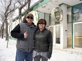 REGINA, SASK :  February 28, 2017  --  Jeremy Hill, left, frontline programs and volunteer coordinator, and Cora Gajari, executive director, both of Carmichael Outreach stand out front of the proposed new location in Regina. TROY FLEECE / Regina Leader-Post