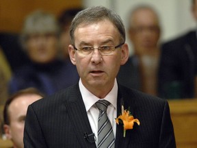 Former Saskatchewan Finance Minister Rod Gantefoer delivering the 2010 provincial budget.