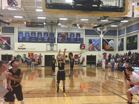 Tyrese Potoma of the Campbell Tartans attempts a free throw against the Raymond Comets on Friday at the Luther Invitational Tournament.