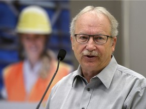 Cecil Snyder, White City councillor, speaks about the announcement of federal and provincial funding for the construction of a wastewater treatment facility. The federal and provincial government will each contribute $7.3 million to the project.