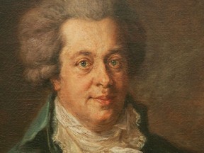 A portrait of Austrian composer Wolfgang Amadeus Mozart by painter Johann Georg Edlinger.