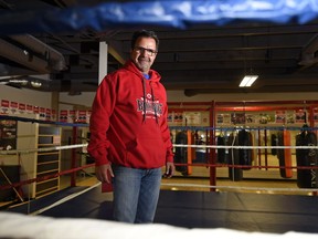 Pat Fiacco stands in the ring at the Regina Boxing Club — the association with which his love affair with the sport began in 1974.