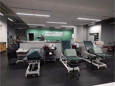 A look at the physiotherapy room during a media tour of the Roughriders' facilities at the New Mosaic Stadium in Regina.