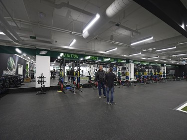 A look at the players gym during a media tour of the Roughriders' facilities at the New Mosaic Stadium in Regina.