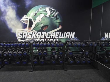 A look at the players gym during a media tour of the Roughriders' facilities at the New Mosaic Stadium in Regina.