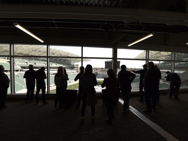 A look for the Alumni lounge during a media tour of the Roughriders' facilities at the New Mosaic Stadium in Regina.