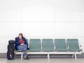 Phyllis Hollinger sits at the Saskatchewan Transportation Company bus terminal. Hollinger left Moose Jaw this morning expecting to arrive at Melville by this evening, but numerous routes were cancelled Wednesday, the same day Saskatchewan government announced that STC will be phased out as a government-run business.