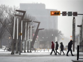 Strong winds were blowing snow around in Regina.