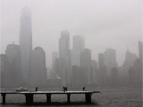 The New York City skyline.