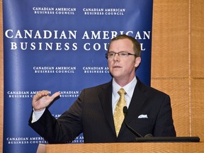 Brad Wall speaks in Washington, D.C., in 2008. In recent years, his tone on such out-of-province junkets has been markedly different than it is closer to home.