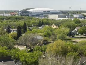 Mosaic Stadium as seen from the 10th floor of the Viterra building.