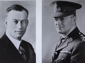 George Hara Williams pictured (left) in the late 1920s and (right) as a member of the armed forces.