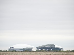 Mosaic Stadium as seen from Harbour Landing.