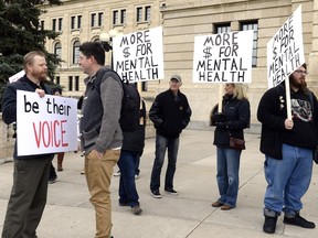 In October 2016, Todd Rennebohm (left) organized a protest about mental health cuts in the Regina Qu’Appelle Health Region. Rennebohm has battled depression and attempted suicide in the past so is fighting the cuts.