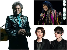 Marty Stuart (clockwise from left), Buffy Sainte-Mrie and Tegan and Sara are part of the headliners who will perform at the 2017 Regina Folk Festival.