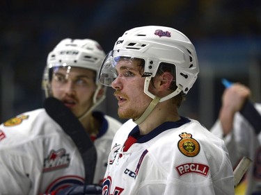 Regina Pats forward Sam Steel during the seventh game of the series against Swift Current Broncos at the Brandt Centre. The Pats won 5-1.
