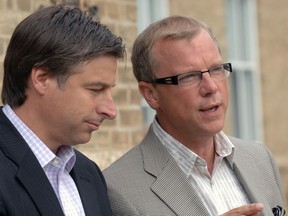 Then-New Brunswick premier Shawn Graham and Saskatchewan premier Brad Wall at a Council of the Federation meeting on Aug. 6, 2009.