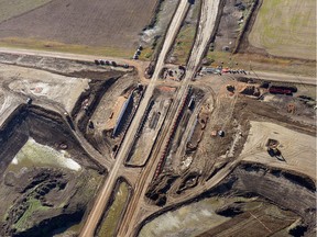 Construction of the  Regina Bypass route west of Regina in October, 2016.