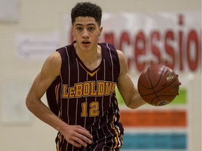 The LeBoldus Golden Suns' Matt Barnard, above, and his twin brother Nick have been recruited by the University of Regina Cougars men's basketball team.