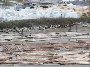 Softwood lumber is pictured along the Fraser River in Richmond, B.C., Tuesday, April 25, 2017.