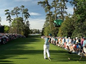 AUGUSTA, GA - APRIL 09:  Sergio Garcia of Spain plays his shot from the 18th tee during the final round of the 2017 Masters Tournament at Augusta National Golf Club on April 9, 2017 in Augusta, Georgia.