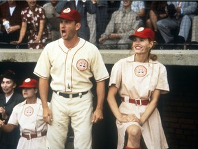Tom Hanks (left) and Geena Davis star in the 1992 classic A League Of Their Own.