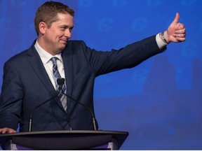 Andrew Scheer, newly elected leader of the Conservative Party of Canada, addresses the party's convention in Toronto, Ontario, May 27, 2017. /