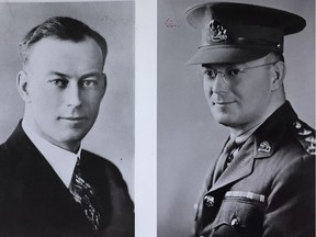 George Hara Williams pictured (left) in the late 1920s and (right) as a member of the armed forces.