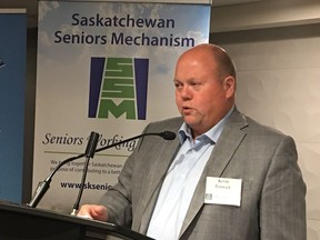 Kevin Fenwick, former Saskatchewan deputy minister of justice, speaks at a conference on medical assistance in dying on Wednesday in Regina.