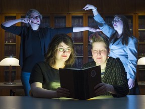 University of Regina English students Tea Gerbeza and Kaleigh Johnson (front left and right), and Kate Hughes and Allie Fenson (top left and right), are heading to Chicago for a Harry Potter-themed academic conference.