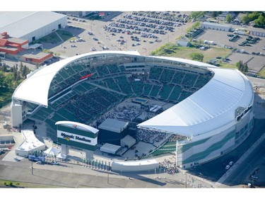 REGINA, SASK :  May 27, 2017  --  Aerial view of the Regina Rocks Mosaic Stadium concert featuring Johnny Reid, Our Lady Peace and Bryan Adams on Saturday night in Regina.  Bryan Adams headlined the show. RON GARNETT/AirScapes.ca