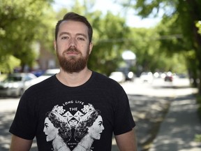 Tyler Gray, public relations officer at Carmichael Outreach, poses for a portrait outdoors in Regina. Carmichael Outreach is being brought on to run a second Housing First Team in Regina.