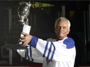 Dennis Sobchuk in 2014, celebrating the 40th anniversary of the Regina Pats' most-recent Memorial Cup victory.